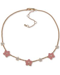Karl Lagerfeld - Gold-tone Crystal & Flower Statement Necklace - Lyst