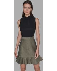 Karl Lagerfeld - Mock Neck Flounce Hem A-line Dress - Lyst