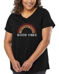 LA Pop Art - Plus Size Good Vibes Word Art V-neck T-shirt - Lyst