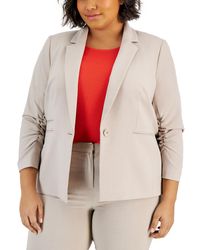 Tahari - Plus Size Notched Collar Ruched-sleeve Blazer - Lyst