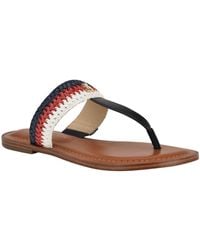Tommy Hilfiger - Gojia Braided T-strap Slip-on Flat Sandals - Lyst