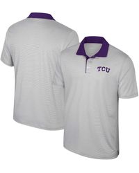 Colosseum Athletics - Gray Tcu Horned Frogs Tuck Striped Polo - Lyst