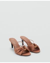 Mango - Metallic Embellishment Satin High-heeled Sandals - Lyst