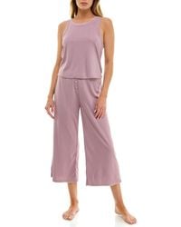 Roudelain - 2-piece Contrast Binding Sleeveless T-shirt And Pajama Set - Lyst
