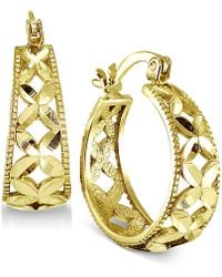 Giani Bernini Floral Hoop Earrings - Metallic