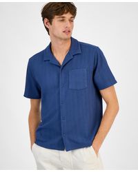 Sun & Stone - Sun + Stone Textured Chevron Knit Short Sleeve Button-front Camp Shirt - Lyst