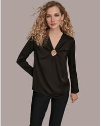 Donna Karan - V-neck Embellished Top - Lyst