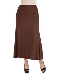 24seven Comfort Apparel - Elastic Waist Solid Color Maxi Skirt - Lyst