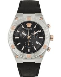 Versace - Swiss Chronograph V-sporty Greca Black Leather Strap Watch 46mm - Lyst