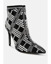 LONDON RAG - Urbanite Rhinestones Studded Stiletto Heel Boots - Lyst