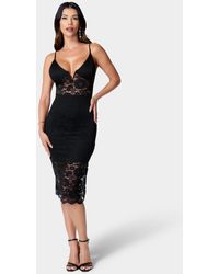 Bebe - Lace-up Back Midi Dress - Lyst