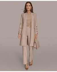 Donna Karan - Petites Four Button Long Blazer Coat Sleeveless Boat Neck Tank Top Straight Leg Pant - Lyst