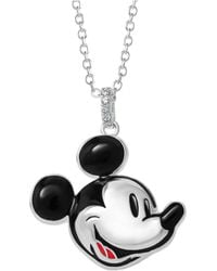 Disney - 100 Mickey Mouse Silver Plated Head Pendant Necklace - Lyst