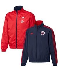adidas - Navy And Red New England Revolution 2023 On-field Anthem Full-zip Reversible Team Jacket - Lyst