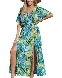 CUPSHE - Tropical Double Hem Split Maxi Beach Dress - Lyst