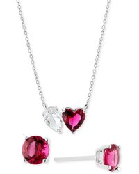 Giani Bernini - 2-pc. Set Cubic Zirconia Pear & Heart Pendant Necklace & Round Stud Earrings - Lyst