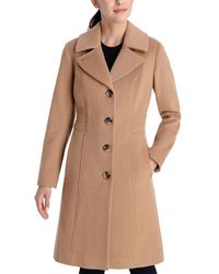 Anne Klein Wool-Cashmere-Blend Notched-Collar Walker Coat in