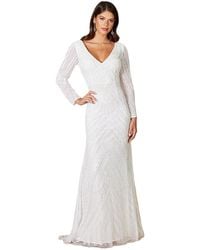 Lara - White Gretchen V-neck Long Sleeve Wedding Dress - Lyst