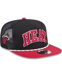 KTZ - Black/red Miami Heat Throwback Team Arch Golfer Snapback Hat - Lyst