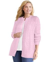 Woman Within - Plus Size Within Cotton Cable Knit Cardigan Sweater - Lyst