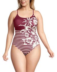 Lands' End - Plus Size Tugless Thin Strap One Piece Swimsuit - Lyst