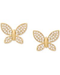 Kate Spade - Lucky Charm Gold-tone Pave Crystal Butterfly Stud Earrings - Lyst