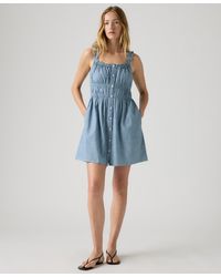 Levi's - Vera Waisted Square Neck Cotton Mini Dress - Lyst
