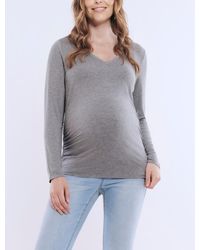 Motherhood Maternity - Maternity V-neck Side-ruched Long Sleeve Tee - Lyst
