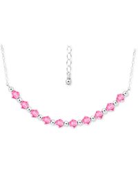 Macy's Blue Topaz Color Crystal Bead And Silver Bead 16" Frontal Necklace In Sterling Silver (also In Jonquil, Peridot, & Dark Pink)
