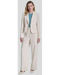 DKNY - Long Sleeve Cropped Blazer Short Sleeve Knitted Top Straight Fit Pinstripe Trouser Pants - Lyst
