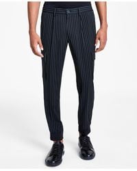 INC International Concepts Classic-fit Stripe Pleated Cargo Suit Pants, Created For Macy's - Black