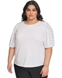 Karl Lagerfeld - Plus Size Embellished Puff Sleeve Top - Lyst