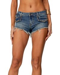 Edikted - Studded Low Rise Denim Micro Shorts - Lyst
