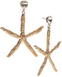 INC International Concepts - Gold-tone Crystal & Starfish Statement Earrings - Lyst