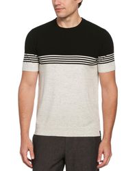 Perry Ellis - Tech Knit Short Sleeve Crewneck Colorblocked Striped T-shirt - Lyst