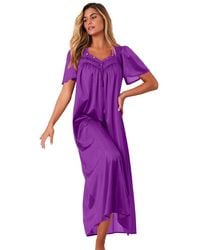 Only Neccessities - Plus Size Only Necessities Long Silky Lace-trim Gown - Lyst