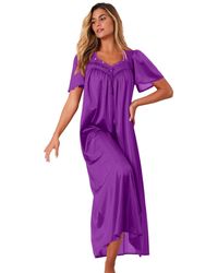 Only Neccessities - Only Necessities Plus Size Long Silky Lace-trim Gown - Lyst