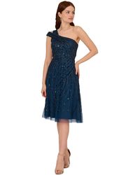 Adrianna Papell - Beaded One-shoulder Dress - Lyst