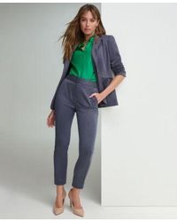 Tommy Hilfiger - Notched Collar Single Button Blazer Short Sleeve Popover Blouse Pintucked Front Ankle Pants - Lyst