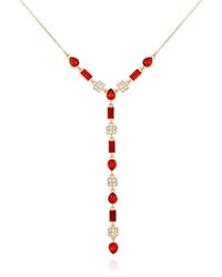 Tahari - Gold-tone Clear Light Glass Stone Y Necklace - Lyst