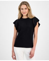 Anne Klein - Pleated Flutter-sleeve Top - Lyst