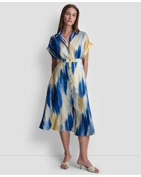 DKNY - Abstract Printed Midi Shirt Dress - Lyst