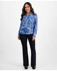 INC International Concepts - Petite Printed Button Down Pocket Front Top Flare Leg Pull On Pants Created For Macys - Lyst