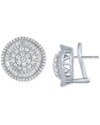 Diamond Direct - Diamond Round & Baguette Halo Cluster Stud Earrings (2 Ct. T.w. - Lyst