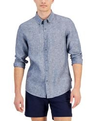 Michael Kors - Slim Fit Long Sleeve Button-down Linen Shirt - Lyst