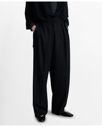Mango - Wide Leg Pleated Trousers - Lyst