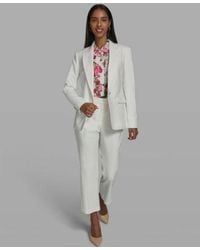 KARL LAGERFELD - Collared Woven Blazer Short Sleeve Collared Blouse Woven Ankle Pants - Lyst