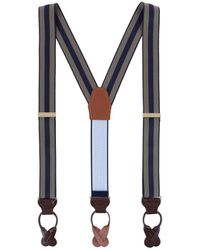 Trafalgar - Balint 38mm Striped Non Stretch Grosgrain Ribbon Button End Suspenders - Lyst