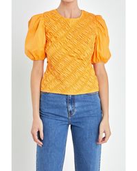 English Factory - Asymmetrical Smocked Top - Lyst