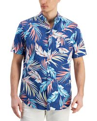 Club Room - Summer Tropical Leaf Patterned Short-sleeve Seersucker Shirt - Lyst
